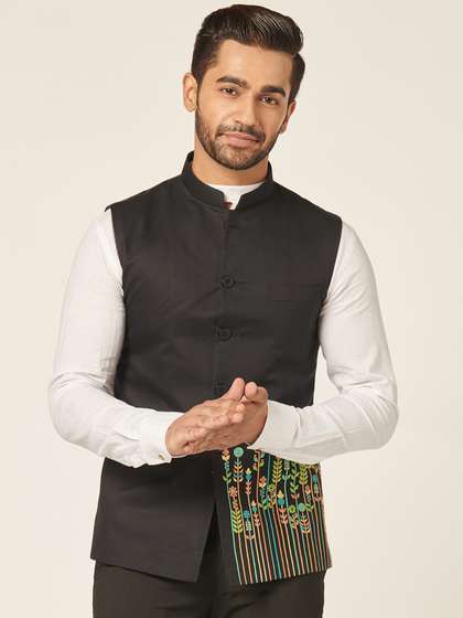 MR BUTTON Velvet Nehru Jacket