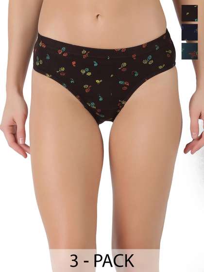 Dollar Lehar Super
                        Combed Cotton Women Printed Hipster Panty - Pack
                        of 3 - Assorted