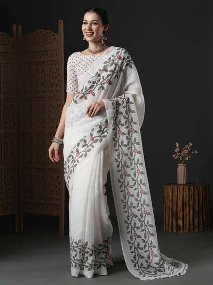 Anouk Floral Printed
                        Block Print Saree