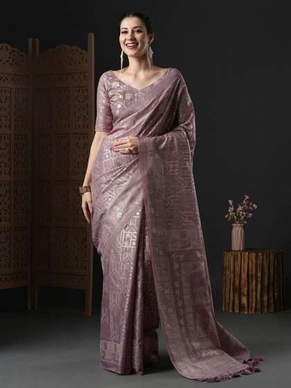 Anouk Mauve &
                        Gold-Toned Ethnic Motifs Printed Saree