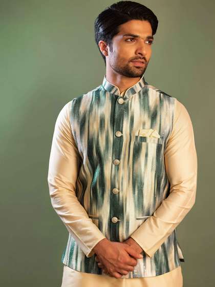 KISAH Printed
                          Mandarin Collar Nehru Jackets