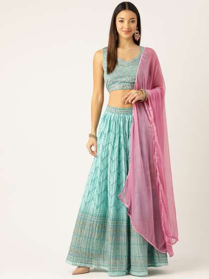 Rue Collection Mirror Work Ready to Wear Lehenga & Blouse With Dupatta