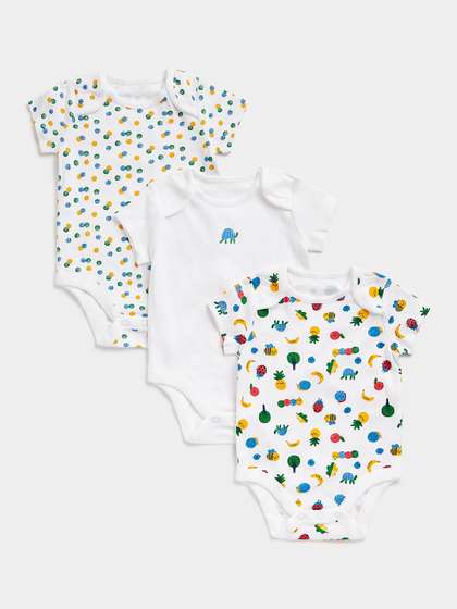 mothercare Infant Boys
                    Pack Of 3 Printed Pure Cotton Bodysuit