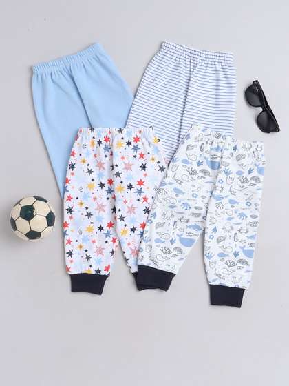 BUMZEE Boys Pack Of 4
                    Graphic Printed Cotton Mid-Rise Joggers