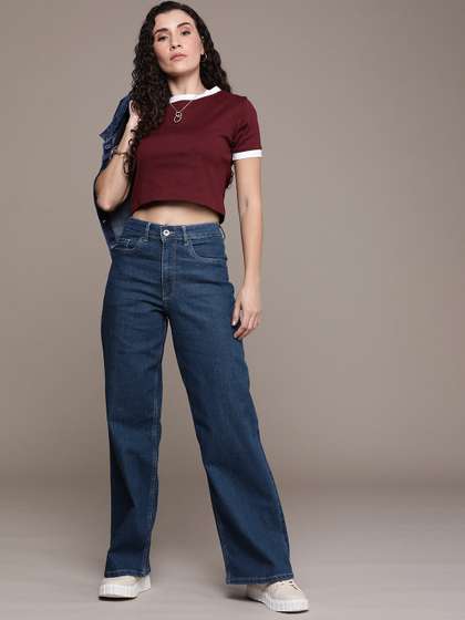 The Roadster Life
                        Co. Women Wide Leg High-Rise Light Fade
                        Stretchable Jeans