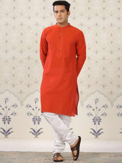 Ode by House of Pataudi Band Collar Straight Kurta