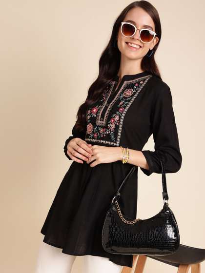 Sangria Embroidered A-Line Kurti