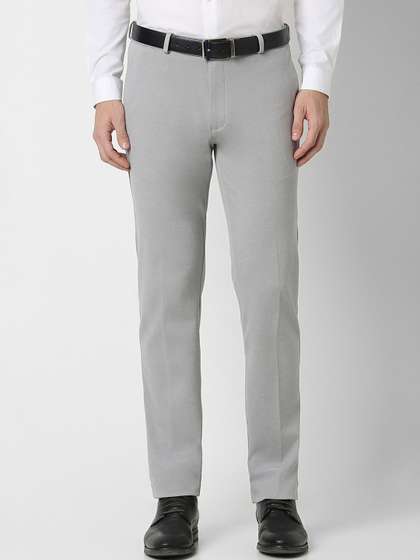 Peter England Men
                        Grey Slim Fit Formal Trousers