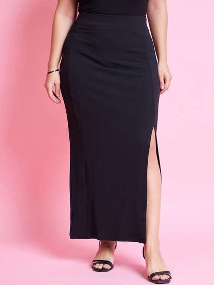 Purple Feather Plus
                        Size Maxi Formal Pencil Skirt