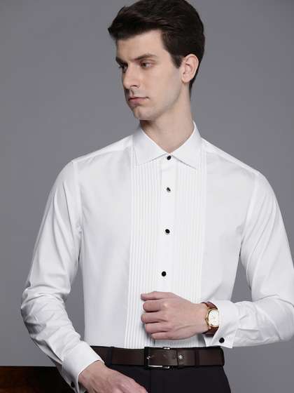 Louis Philippe Men Pure Cotton Pleated Detail Classic Fit Opaque Formal Shirt
