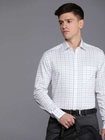 Louis Philippe Windowpane Checked Pure Cotton Formal Shirt