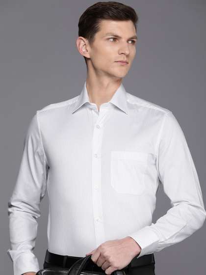 Louis Philippe Pure Cotton Classic Fit Opaque Striped Formal Shirt
