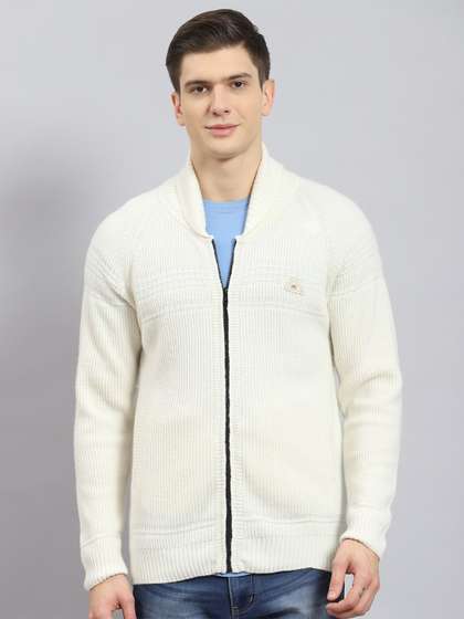 Monte Carlo Striped Self Design Stand Collar Pullover