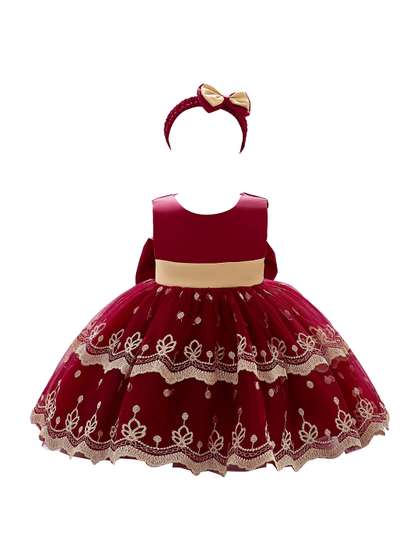 StyleCast Maroon &
                    Gold-Toned Ethnic Motifs Fit & Flare Dress