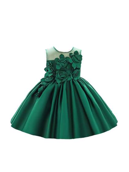 StyleCast Girls Green
                    Floral Applique Balloon Dress