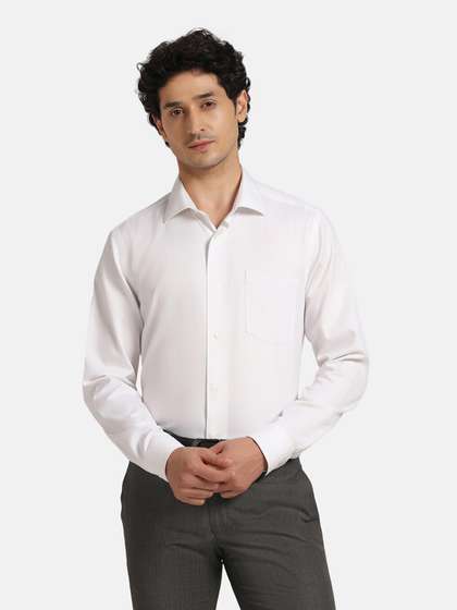 Blackberrys Men'S White Textured Formal Slim Fit Wrinkle-Resistant Shirt
