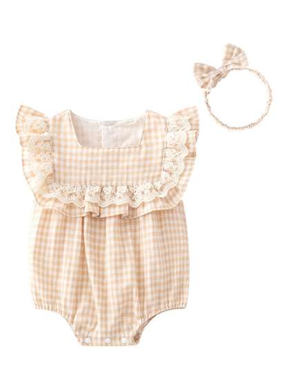 StyleCast Infants Girls
                    Pink Checked Cotton Bodysuit