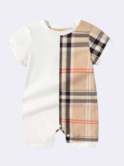 StyleCast Infant Boys
                    Khaki Colourblocked Cotton Rompers