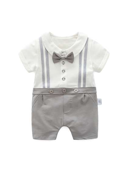 StyleCast Infants Boys
                    White & Grey Cotton Rompers
