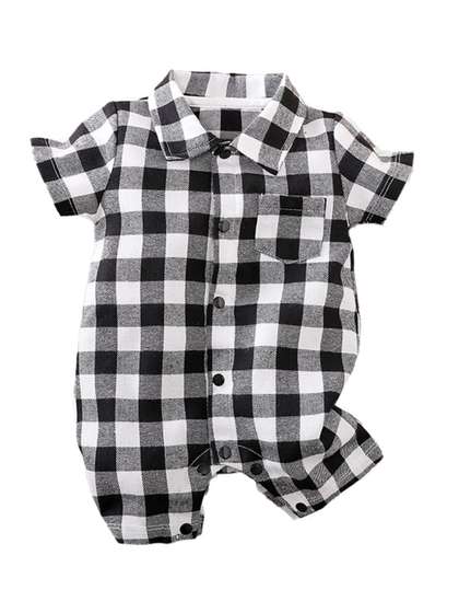 StyleCast Infant Boys
                    Black Checked Cotton Romper
