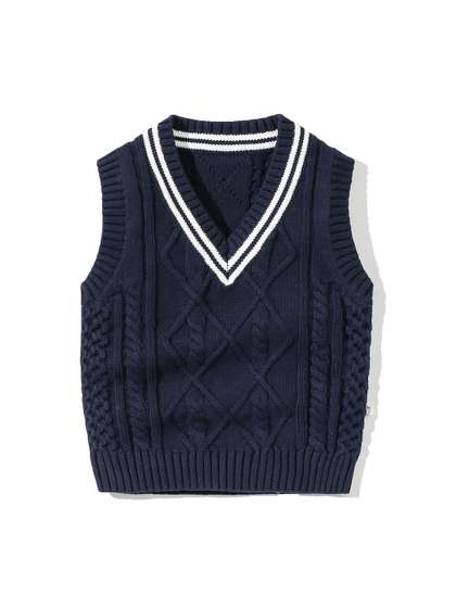 StyleCast Kids Navy Blue
                    Cable Knit Self Design Cotton Sweater Vest