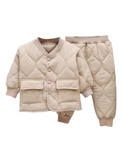 StyleCast Boys Beige
                    Mandarin Collar Cotton Quilted Puffer Jacket