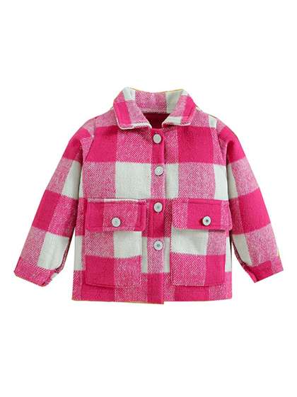 StyleCast Girls Pink
                      Checked Shirt Collar Windcheater Cotton Tailored
                      Jacket