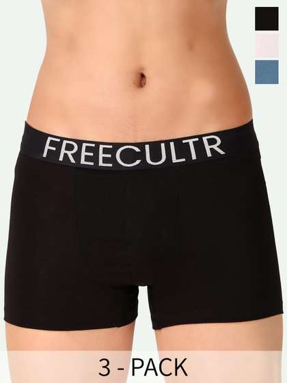 FREECULTR Pack Of 3
                        Mid-Rise Organic Cotton Snug-Fit Trunks