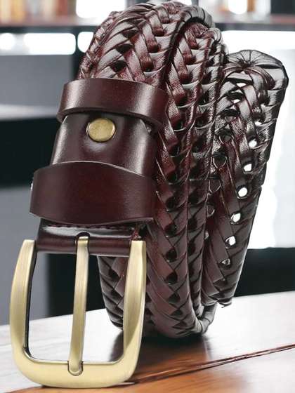 WROGN Men Braided
                    Stretchable Leather Belt