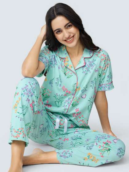 I like me Floral
                        Printed Pure Cotton Night suit
