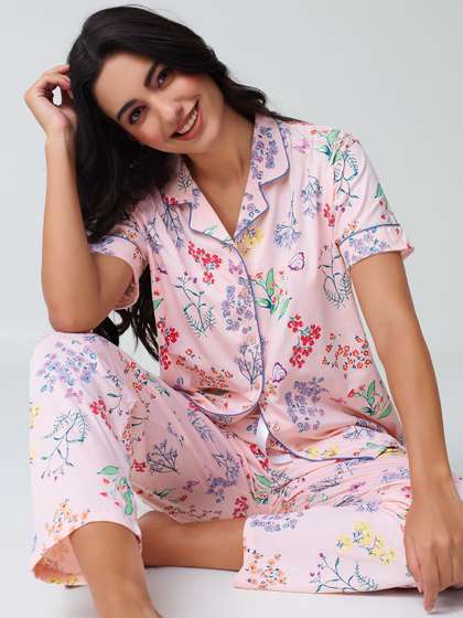 I like me Floral
                        Printed Pure Cotton Night suit