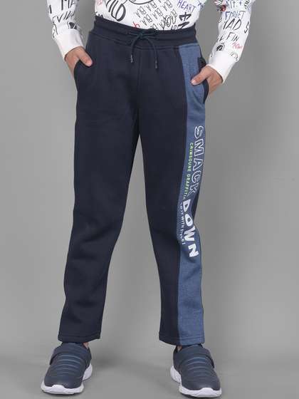 Crimsoune Club Boys
                    Typography Printed Mid-Rise Track Pants