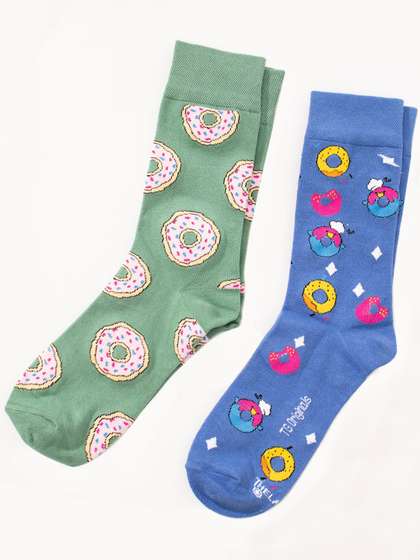 Thela Gaadi Unisex Pack
                    Of 2 Double Donut Printed Calf Length Socks