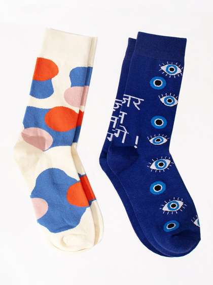 Thela Gaadi Unisex Pack
                    Of 2 Patterned Calf-Length Socks