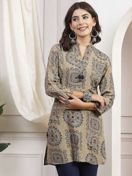 Nayam By Lakshita Printed Mirror Work Kurti