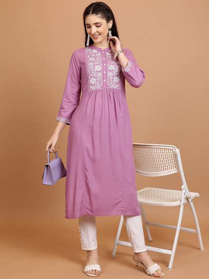 Vishudh Floral Embroidered Straight Kurta