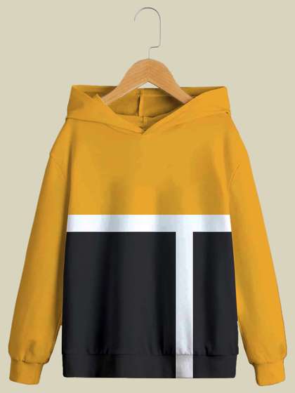 BAESD Boys Striped Colourblocked Cotton Hood T-shirt