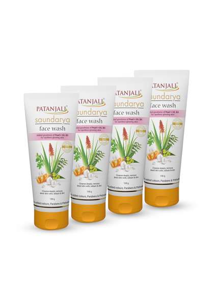Patanjali Set of 4 Saundarya Face Wash for Fresh & Glowing Skin with Aloe Vera - 100g Each
