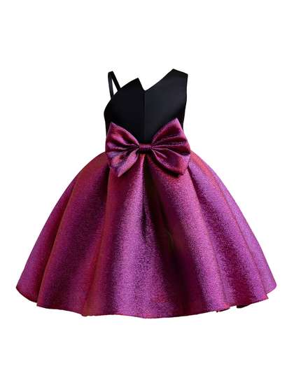 StyleCast Girls Purple
                      One Shoulder Shoulder Straps Bow Detail Fit &
                      Flare Dress