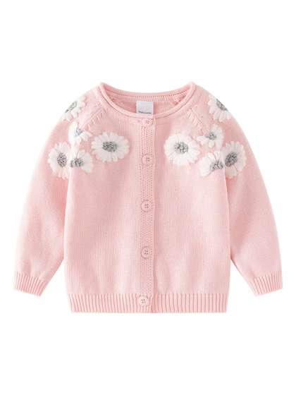 StyleCast Girls Pink
                    Floral Embroidered Collarless Cotton Tailored
                    Jacket