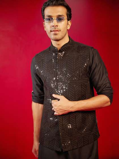VASTRAMAY Embellished Nehru Jacket