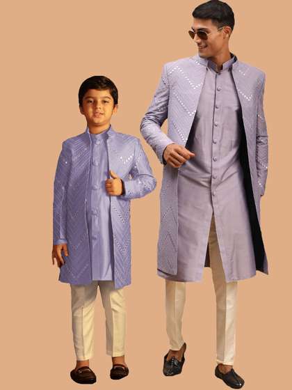 VASTRAMAY Men
                        Self-Design Slim-Fit Sherwani Set