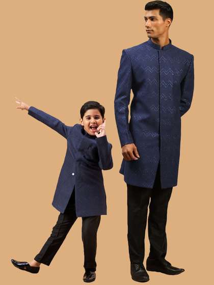 VASTRAMAY Glitter
                        Printed Slim-Fit Sherwani Set