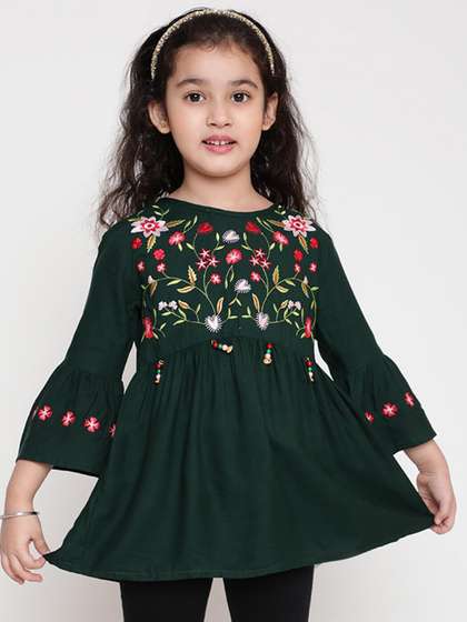 BAESD Girls Floral
                    Embroidered Peplum Top