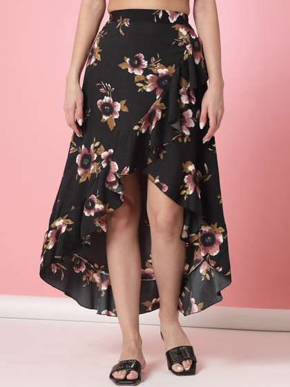 Oomph Printed Wrap Maxi Skirts