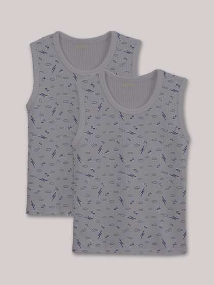 Kanvin Girls Grey Pack
                      Of 2 Printed Thermal Tops