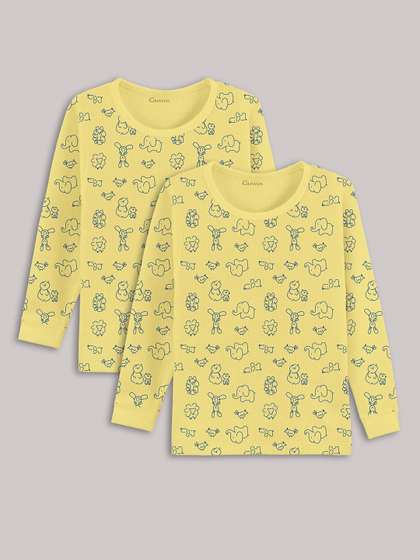 Kanvin Girls Yellow Pack
                    Of 2 Printed Thermal Tops