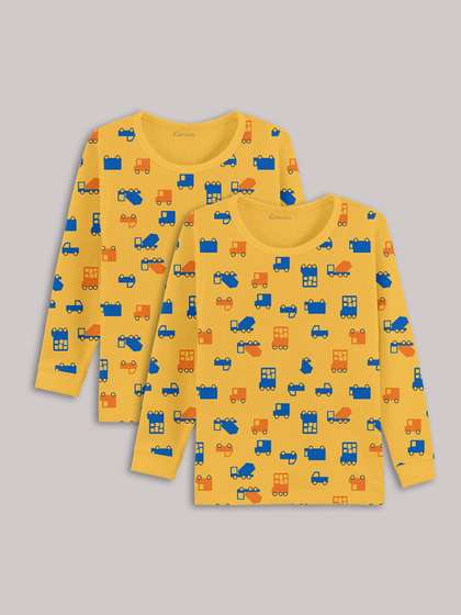 Kanvin Girls Yellow Pack
                    Of 2 Printed Thermal Tops