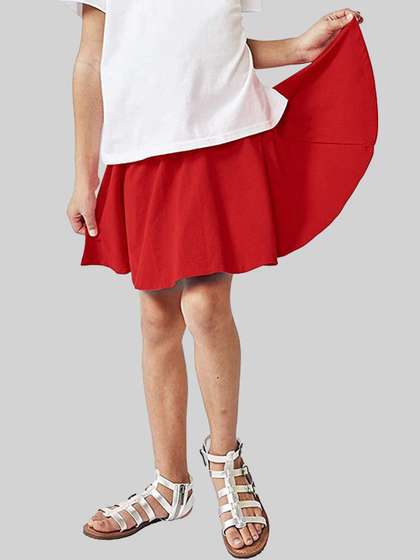 BAESD Girls Flared Knee
                    Length Skirt With Attached Inner Shorts