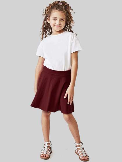 BAESD Girls Flared
                      Knee Length Skirt With Attached Inner Shorts